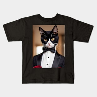 Cat with Roses Kids T-Shirt